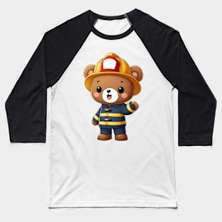 Cute Firefighter Bear Kawaii Baseball T-Shirt